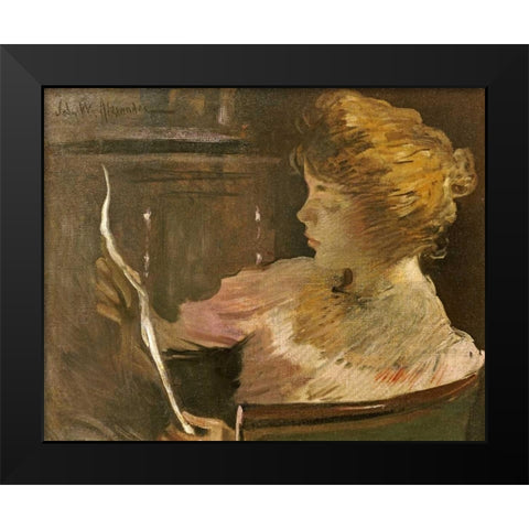 Jesse Steele Reading Black Modern Wood Framed Art Print by Alexander, John White