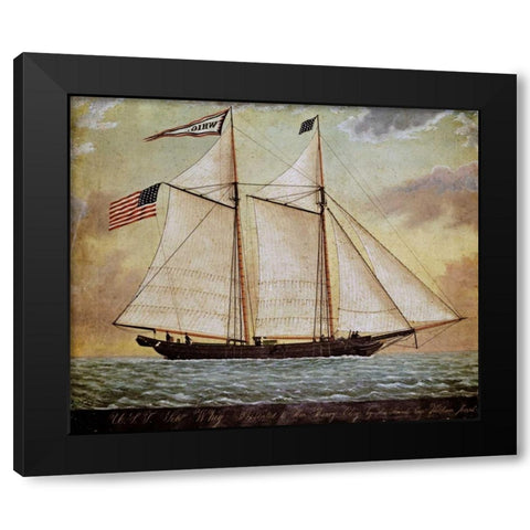 The Schooner Whig Black Modern Wood Framed Art Print with Double Matting by American School
