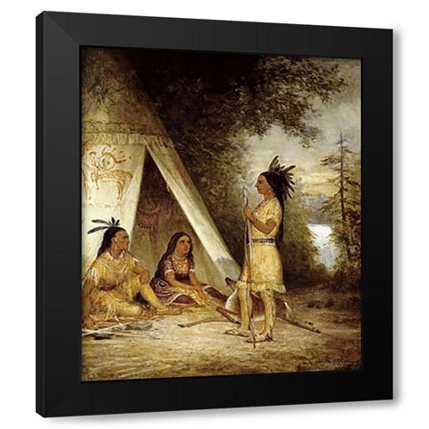 The Betrothal of Hiawatha Black Modern Wood Framed Art Print by American School