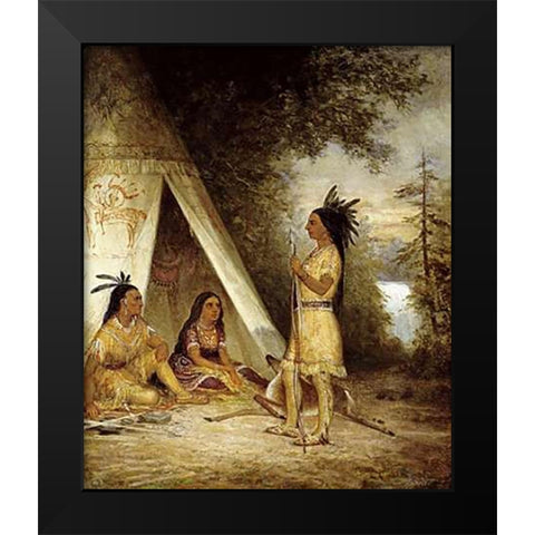 The Betrothal of Hiawatha Black Modern Wood Framed Art Print by American School