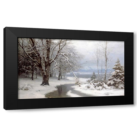 A Wooded Winter Landscape Black Modern Wood Framed Art Print by Anderson-Lundby, Anders