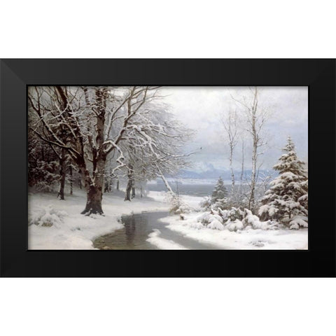 A Wooded Winter Landscape Black Modern Wood Framed Art Print by Anderson-Lundby, Anders