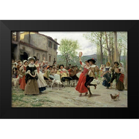 Silks and Satins at The Wedding Dance Black Modern Wood Framed Art Print by Andreotti, Federigo