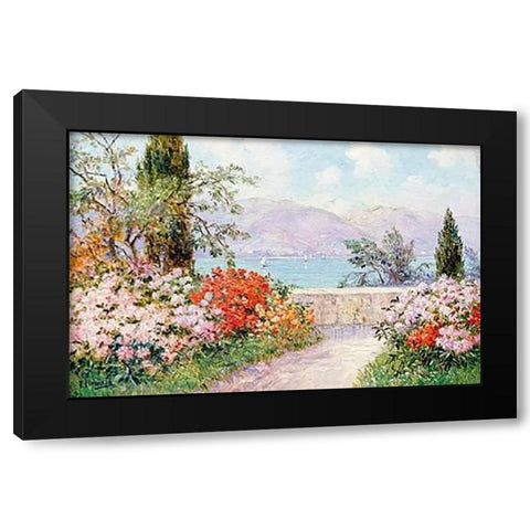 The Gardens of The Villa Melzi on Lake Como Black Modern Wood Framed Art Print by Arnold, Friederich