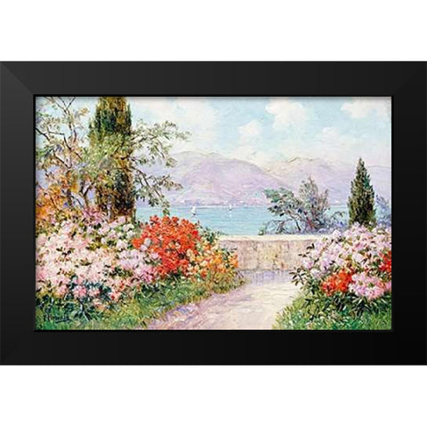 The Gardens of The Villa Melzi on Lake Como Black Modern Wood Framed Art Print by Arnold, Friederich