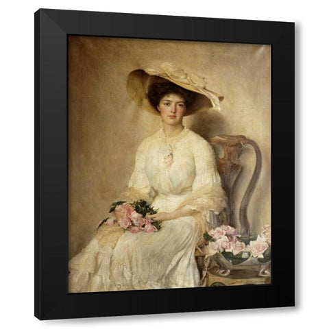 Portrait of a Lady Black Modern Wood Framed Art Print with Double Matting by Bacon, John Henry Frederick