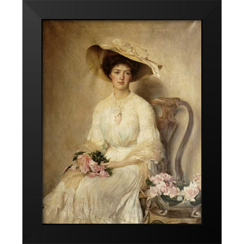 Portrait of a Lady Black Modern Wood Framed Art Print by Bacon, John Henry Frederick