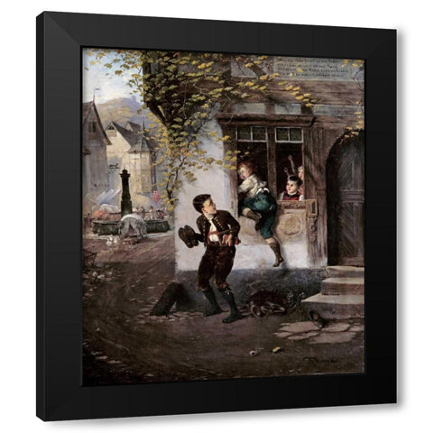 The Naughty Schoolboys Black Modern Wood Framed Art Print by Beinke, Fritz