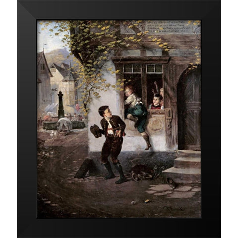 The Naughty Schoolboys Black Modern Wood Framed Art Print by Beinke, Fritz