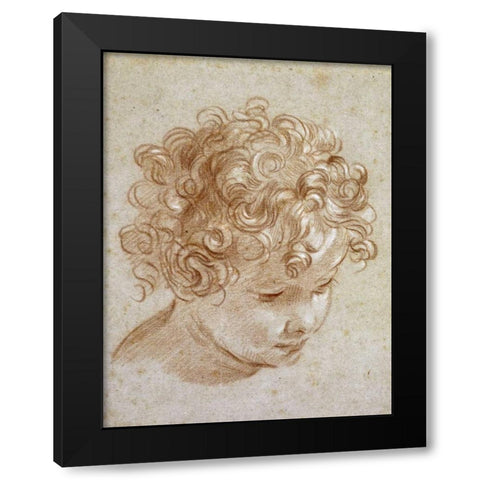 The Head of a Child Black Modern Wood Framed Art Print by Berrettoni, Niccolo
