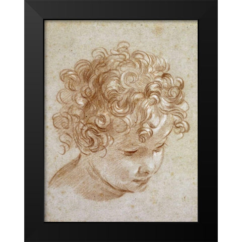 The Head of a Child Black Modern Wood Framed Art Print by Berrettoni, Niccolo