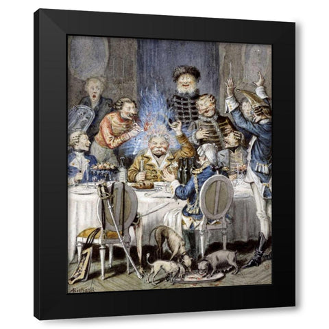 Illustrations For The Adventures of Baron Munchausen Black Modern Wood Framed Art Print by Bichard, Alphonse Adolf