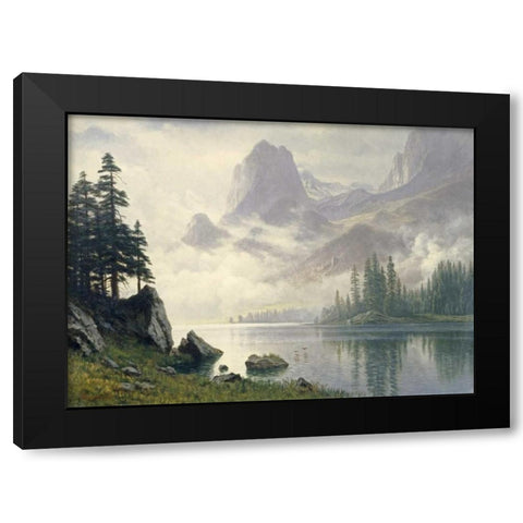 Mountain Out of The Mist Black Modern Wood Framed Art Print with Double Matting by Bierstadt, Albert