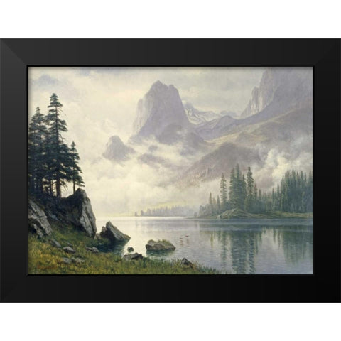 Mountain Out of The Mist Black Modern Wood Framed Art Print by Bierstadt, Albert