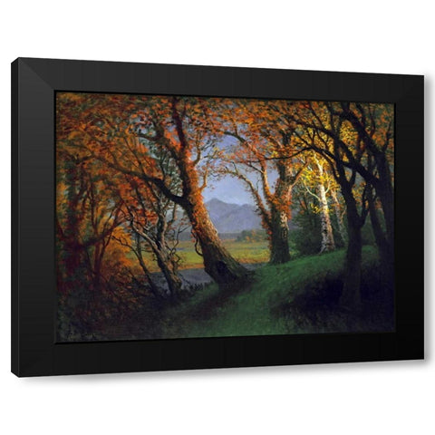 Sunset In The Nebraska Territory Black Modern Wood Framed Art Print by Bierstadt, Albert