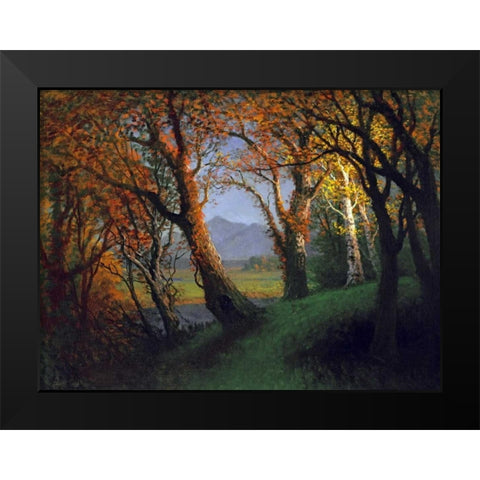 Sunset In The Nebraska Territory Black Modern Wood Framed Art Print by Bierstadt, Albert