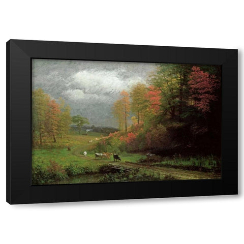Rainy Day In Autumn, Massachusetts Black Modern Wood Framed Art Print with Double Matting by Bierstadt, Albert