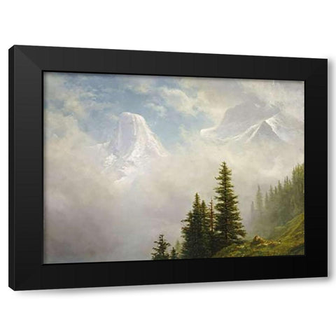 High In The Mountains Black Modern Wood Framed Art Print by Bierstadt, Albert