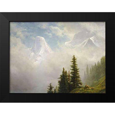 High In The Mountains Black Modern Wood Framed Art Print by Bierstadt, Albert