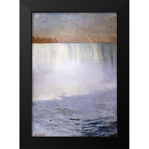 Waterfall and Rainbow, Niagara Black Modern Wood Framed Art Print by Bierstadt, Albert