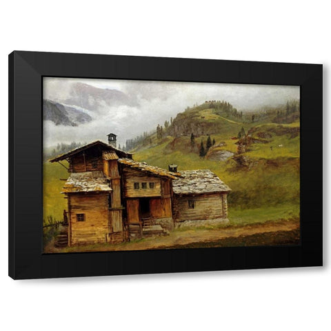 Mountain House Black Modern Wood Framed Art Print with Double Matting by Bierstadt, Albert