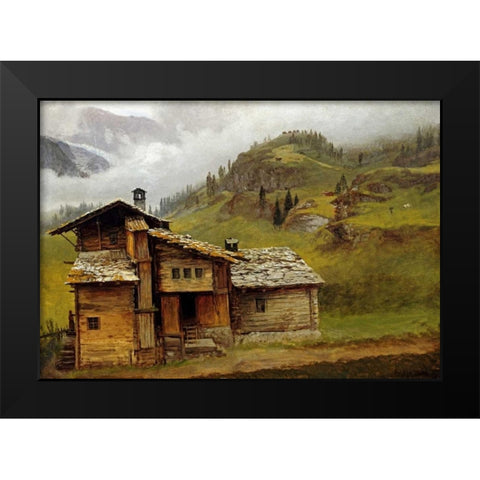 Mountain House Black Modern Wood Framed Art Print by Bierstadt, Albert