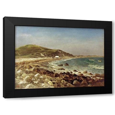 Coastal Scene Black Modern Wood Framed Art Print with Double Matting by Bierstadt, Albert