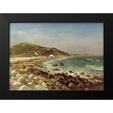 Coastal Scene Black Modern Wood Framed Art Print by Bierstadt, Albert