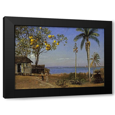 Tropical Scene Black Modern Wood Framed Art Print by Bierstadt, Albert