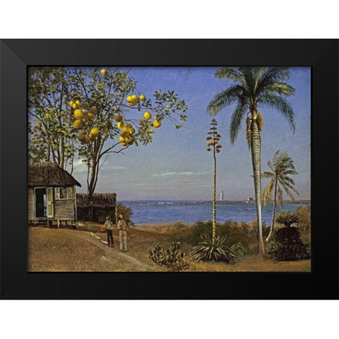 Tropical Scene Black Modern Wood Framed Art Print by Bierstadt, Albert