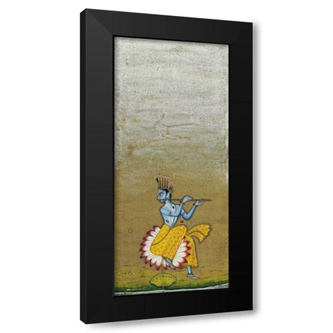 Krishna Fluting Black Modern Wood Framed Art Print by Bikaner, Ustad Murad