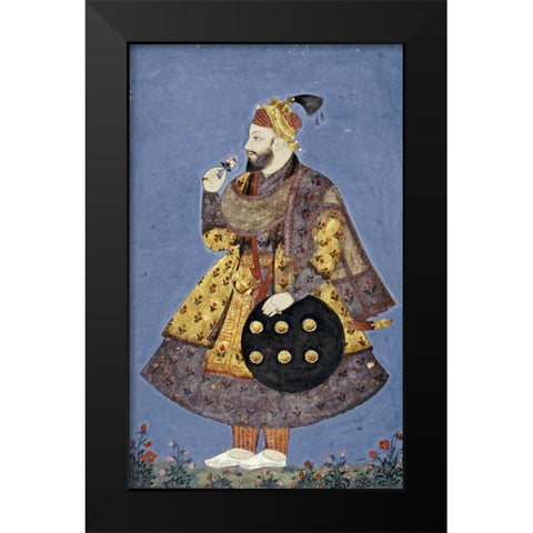 Sultan Abul-Hasan of Golconda Black Modern Wood Framed Art Print by Bikaner, Ustad Murad