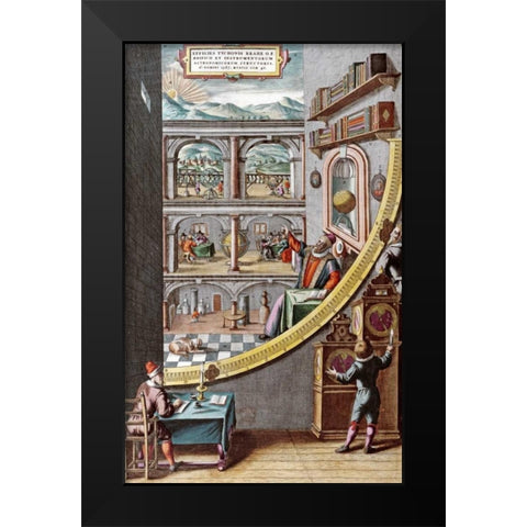 Astronomer Tycho Brahe Black Modern Wood Framed Art Print by Blaeu, Johannes