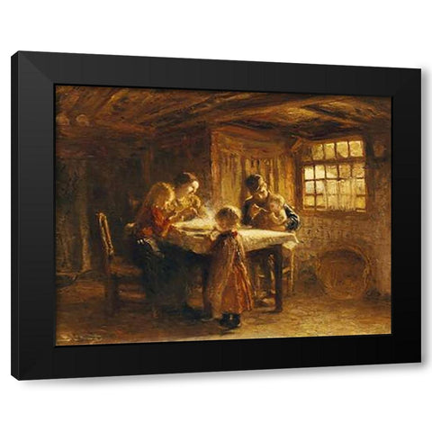 The Family Meal Black Modern Wood Framed Art Print by Blommers, Bernardus Johannes