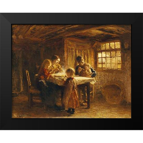 The Family Meal Black Modern Wood Framed Art Print by Blommers, Bernardus Johannes