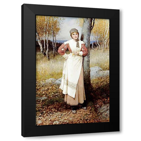 A Rose In New England Black Modern Wood Framed Art Print by Boughton, George Henry