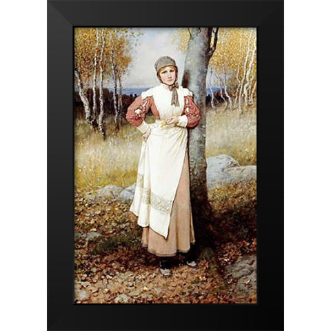 A Rose In New England Black Modern Wood Framed Art Print by Boughton, George Henry