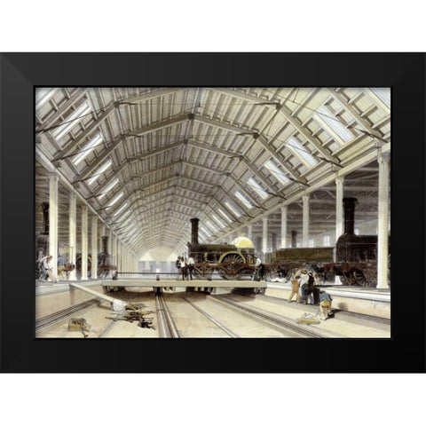 Engine House, Swindon Black Modern Wood Framed Art Print by Bourne, John C.