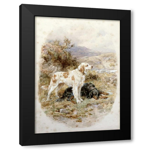An English and a Gordon Setter Black Modern Wood Framed Art Print by Bradley, Basil