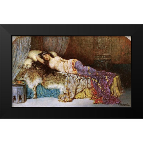 Sleeping Beauty Black Modern Wood Framed Art Print by Breakspeare, William A.