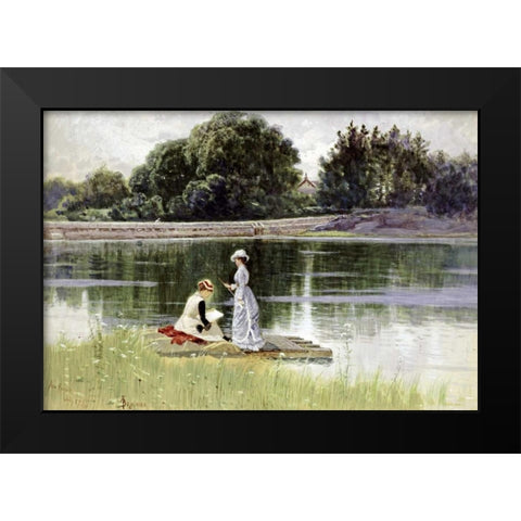 A Pleasant Afternoon Black Modern Wood Framed Art Print by Bricher, Alfred Thompson