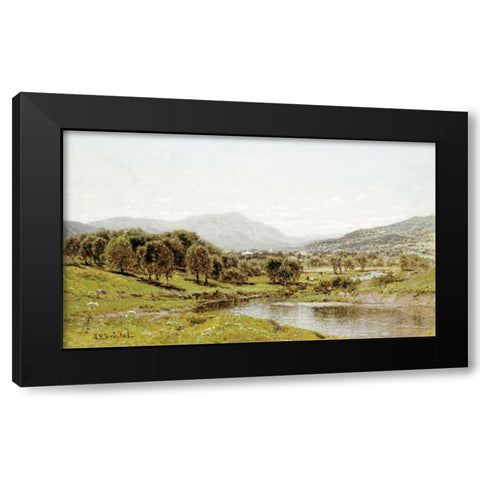 Monument Mountain From The Berkshire Meadows Black Modern Wood Framed Art Print by Bristol, John Bunyan