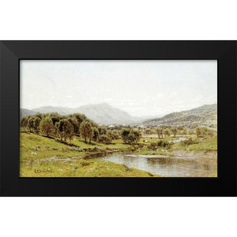 Monument Mountain From The Berkshire Meadows Black Modern Wood Framed Art Print by Bristol, John Bunyan