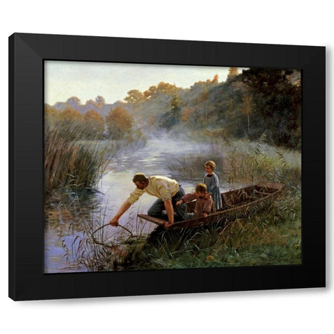 The Fishermans Family Black Modern Wood Framed Art Print by Brouillet, Pierre Andre
