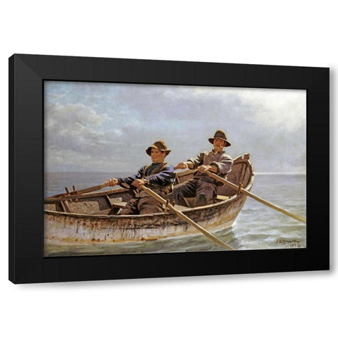 Heading Out Black Modern Wood Framed Art Print by Brown, John George