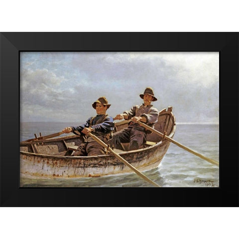 Heading Out Black Modern Wood Framed Art Print by Brown, John George