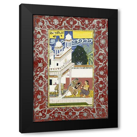 Dhanasri Ragini Black Modern Wood Framed Art Print with Double Matting by Bundi