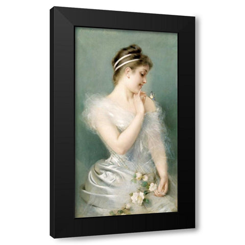 The Butterfly Black Modern Wood Framed Art Print with Double Matting by Carrier-Belleuse, Pierre