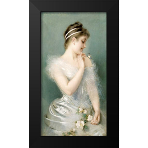 The Butterfly Black Modern Wood Framed Art Print by Carrier-Belleuse, Pierre