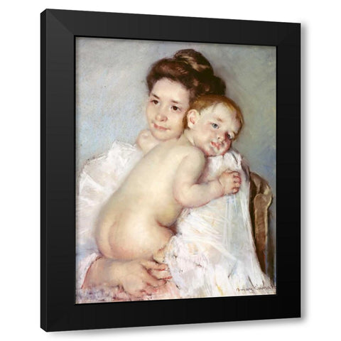 The Young Mother Black Modern Wood Framed Art Print with Double Matting by Cassatt, Mary